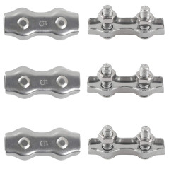 M5 Duplex Clips Serre-câbles en Acier Inoxydable 304 Pinces Duplex pour Filin pour Cordes à Linge en Câble Métallique Voiles de 