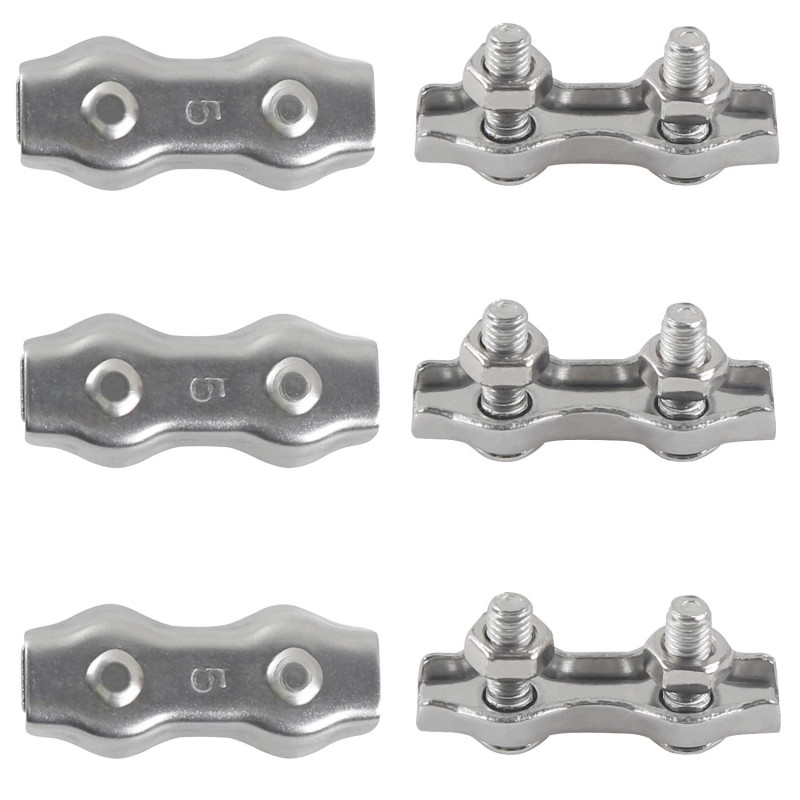 M5 Duplex Clips Serre-câbles en Acier Inoxydable 304 Pinces Duplex pour Filin pour Cordes à Linge en Câble Métallique Voiles de M5 Duplex Clips Serre-câbles en Acier Inoxydable 304 Pinces Duplex pour Filin pour Cordes à Linge en Câble Métallique Voiles de