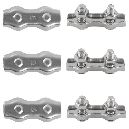 M5 Duplex Clips Serre-câbles en Acier Inoxydable 304 Pinces Duplex pour Filin pour Cordes à Linge en Câble Métallique Voiles de 