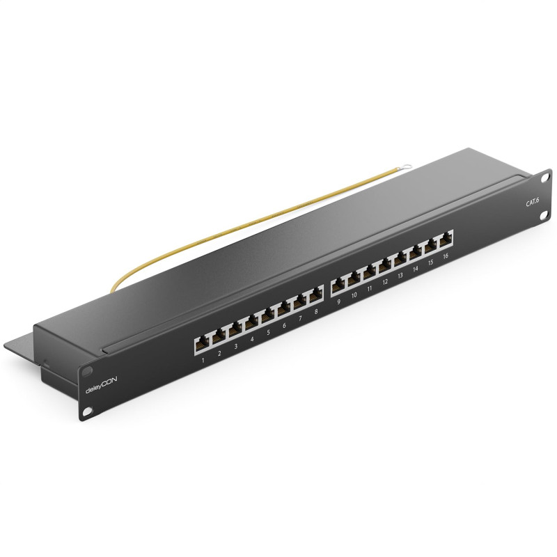 deleyCON CAT6 Panneau de Brassage 16 Port Bureau 19 Pouces Le Montage en Rack Assemblage du Serveur 16x RJ45 Blindé TIA568A TIA5 deleyCON CAT6 Panneau de Brassage 16 Port Bureau 19 Pouces Le Montage en Rack Assemblage du Serveur 16x RJ45 Blindé TIA568A TIA5