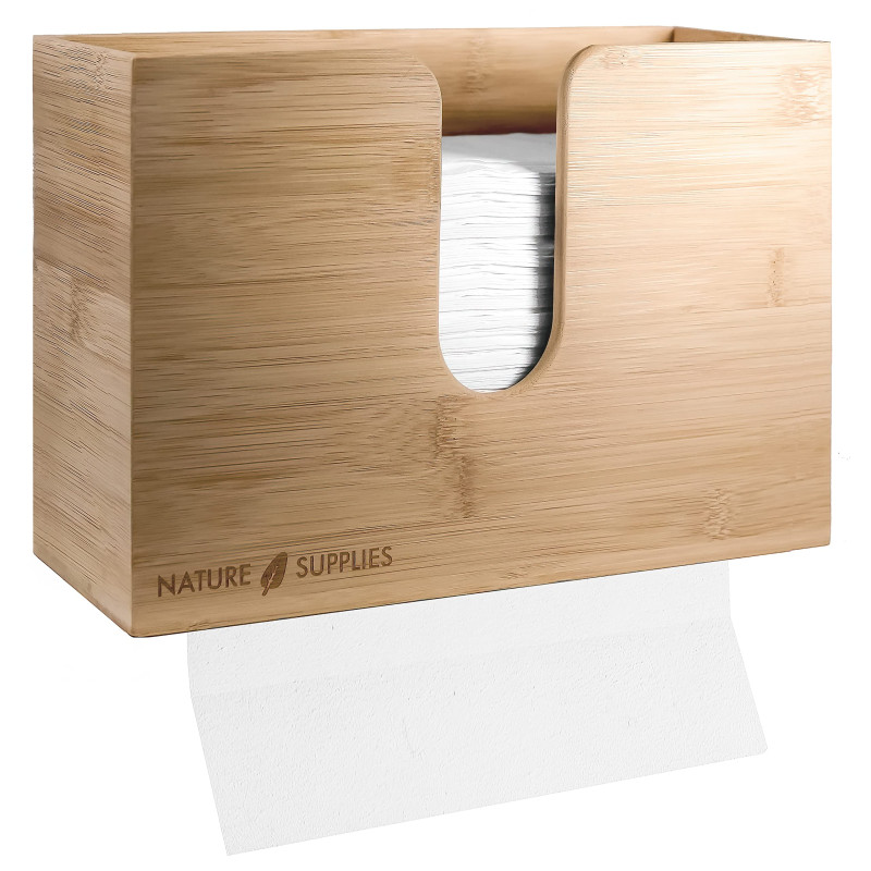 Nature Supplies Distributeur d'essuie-Mains en Bois - Porte-lingettes pour Le Mur et la Table pour Serviettes pliées en C, Z et Nature Supplies Distributeur d'essuie-Mains en Bois - Porte-lingettes pour Le Mur et la Table pour Serviettes pliées en C, Z et
