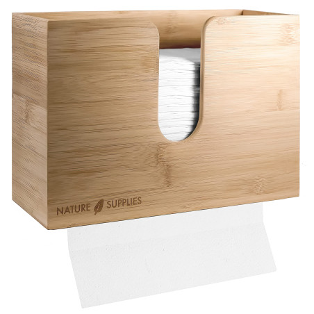 Nature Supplies Distributeur d'essuie-Mains en Bois - Porte-lingettes pour Le Mur et la Table pour Serviettes pliées en C, Z et