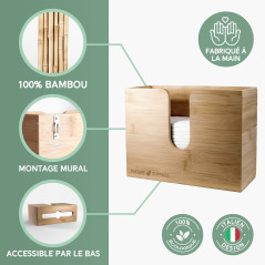 Nature Supplies Distributeur d'essuie-Mains en Bois - Porte-lingettes pour Le Mur et la Table pour Serviettes pliées en C, Z et