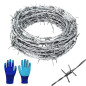 YAGJIA Fil barbelé 1,6 mm x 16 m, clôture 4 points, rouleau galvanisé, solide et flexible, pour balcon, jardin, batte de basebal