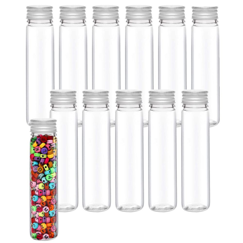 Rifrpha 12 PCS Tube à Essai en Plastique Transparent 110ML Bouteille Sensorielle Bébé Vide avec Bouchon de Laboratoire pour Bonb