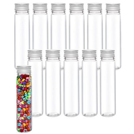 Rifrpha 12 PCS Tube à Essai en Plastique Transparent 110ML Bouteille Sensorielle Bébé Vide avec Bouchon de Laboratoire pour Bonb
