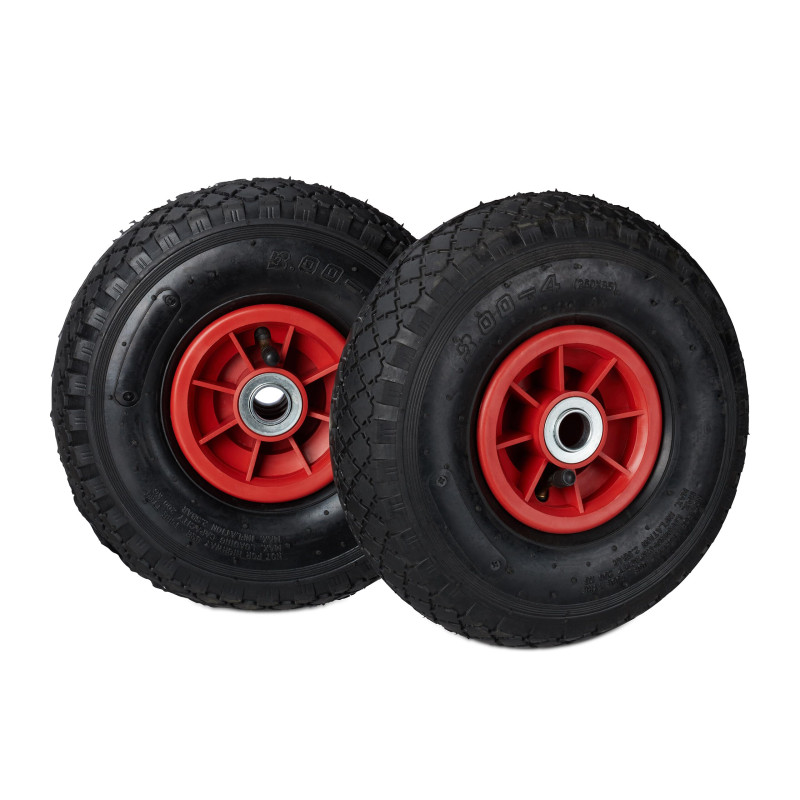 Relaxdays Diable Set de 2 brouette, Roue de Rechange axe,3.00-4, Caoutchouc 260x85 mm 80 kg, Noir-Rouge Relaxdays Diable Set de 2 brouette, Roue de Rechange axe,3.00-4, Caoutchouc 260x85 mm 80 kg, Noir-Rouge