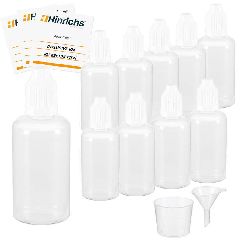 Hinrichs 10 Flacon Compte Goutte - 10 étiquettes - Dosage et Conservation de Liquides - Sécurité Enfant - Plastique qualité LDPE Hinrichs 10 Flacon Compte Goutte - 10 étiquettes - Dosage et Conservation de Liquides - Sécurité Enfant - Plastique qualité LDPE