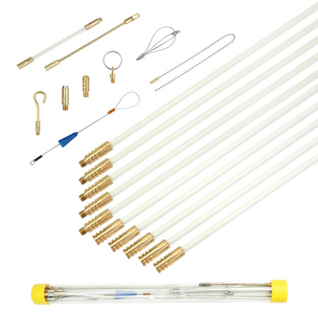 Tiges de câble en fibre de verre, kit de bande de poisson en cours d'exécution, 43 cm x 10, extracteur de câble, connectable, ti