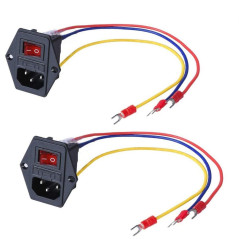 3Dman 15A 250V Rocker Switch On/Off Power Socket Inlet Module Plug 10A Fuse Switch with 3PCS 18 AWG Wiring 3 Pin IEC320 C14-2pcs