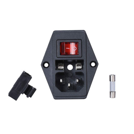 3Dman 15A 250V Rocker Switch On/Off Power Socket Inlet Module Plug 10A Fuse Switch with 3PCS 18 AWG Wiring 3 Pin IEC320 C14-2pcs
