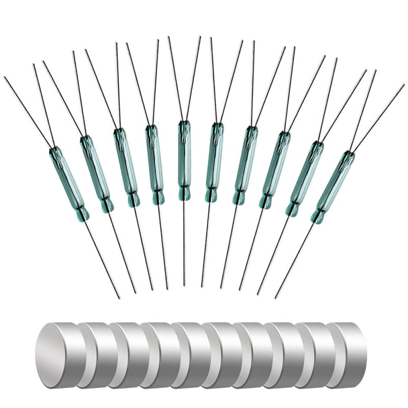 Gebildet 10pcs 3 Broches Verre Interrupteur Reed,Interrupteur à Induction Magnétique (2.5mm×14mm) Normalement Ouvert N/O N/C SPD Gebildet 10pcs 3 Broches Verre Interrupteur Reed,Interrupteur à Induction Magnétique (2.5mm×14mm) Normalement Ouvert N/O N/C SPD