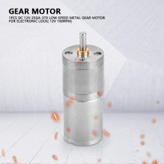 Moteur à engrenages à couple élevé, CC Moteur à Engrenages en Métal à Faible Vitesse 12V 25GA-370 de 25mm(12V 100RPM)