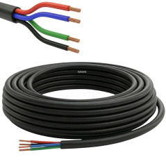 Lumonic 4x0,34mm² RGB LED Ligne de contrôle noir 20m | câble gainé 4 fils flexible | LiYY Extension, Câble d'alimentation, Câble