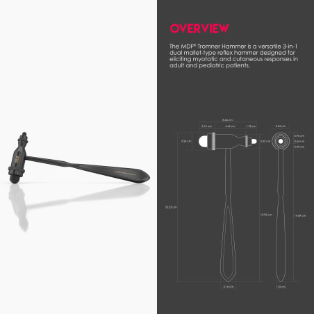 MDF Instruments - Marteau Troemner à Réflexes Neurologique - Noir/BlackOut (MDF555-BO)