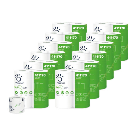 Papernet Bio Tech - Papier Toilette (407569), 8 Paquets de 12 Rouleaux de Papier 100% Cellulose, Longueur 18,15m, Combat les Bac