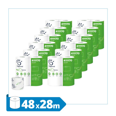 Papernet Bio Tech - Papier Toilette (407569), 8 Paquets de 12 Rouleaux de Papier 100% Cellulose, Longueur 18,15m, Combat les Bac