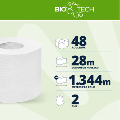 Papernet Bio Tech - Papier Toilette (407569), 8 Paquets de 12 Rouleaux de Papier 100% Cellulose, Longueur 18,15m, Combat les Bac