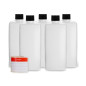 Octopus Bouteilles en plastique 5 x 500 ml, PE-HD avec bouchon à vis noir, bouteilles carrées, 5 étiquettes incluses Octopus Bouteilles en plastique 5 x 500 ml, PE-HD avec bouchon à vis noir, bouteilles carrées, 5 étiquettes incluses