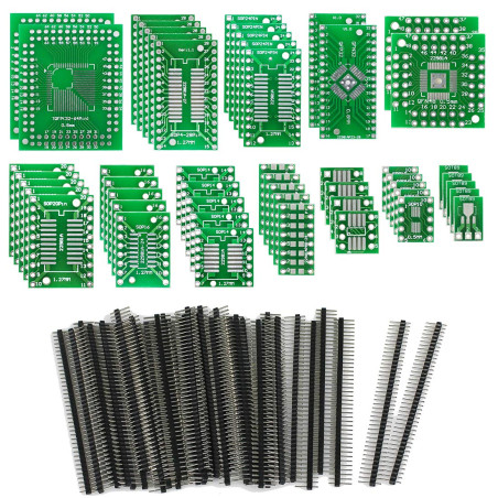 KeeYees 12 Types SMD à DIP Adaptateur PCB Proto Board Kit SOP8 SOP10 SOP14 SOP16 SOP20 SOP24 SOP28 0402/0603/0805 SMT SOT89/SOT2