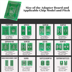 KeeYees 12 Types SMD à DIP Adaptateur PCB Proto Board Kit SOP8 SOP10 SOP14 SOP16 SOP20 SOP24 SOP28 0402/0603/0805 SMT SOT89/SOT2