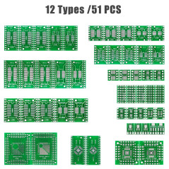 KeeYees 12 Types SMD à DIP Adaptateur PCB Proto Board Kit SOP8 SOP10 SOP14 SOP16 SOP20 SOP24 SOP28 0402/0603/0805 SMT SOT89/SOT2
