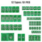 KeeYees 12 Types SMD à DIP Adaptateur PCB Proto Board Kit SOP8 SOP10 SOP14 SOP16 SOP20 SOP24 SOP28 0402/0603/0805 SMT SOT89/SOT2