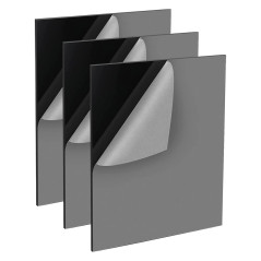 QEEYON Plaque Acrylique Noir 2mm, 3 Pcs Feuilles Acryliques 29,7 x 21cm, Feuilles en Acrylique avec Film Protecteur pour Cadre P