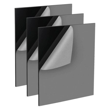 QEEYON Plaque Acrylique Noir 2mm, 3 Pcs Feuilles Acryliques 29,7 x 21cm, Feuilles en Acrylique avec Film Protecteur pour Cadre P