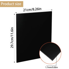 QEEYON Plaque Acrylique Noir 2mm, 3 Pcs Feuilles Acryliques 29,7 x 21cm, Feuilles en Acrylique avec Film Protecteur pour Cadre P