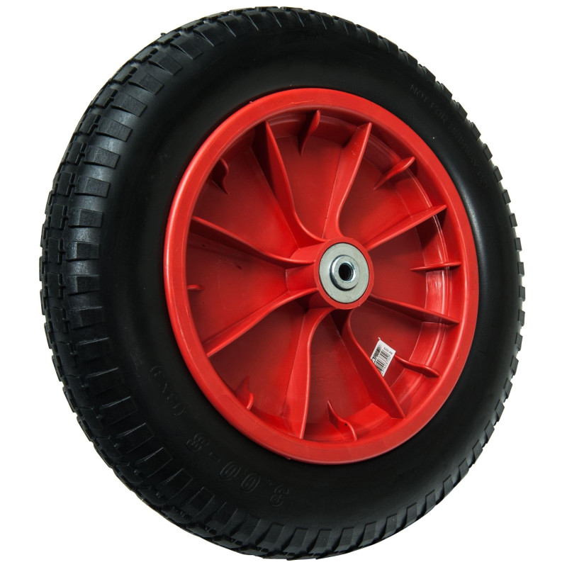 WERKA PRO Roue Increvable 13'' 330 x 85 mm - Alésage 10 mm - Jante Rouge - Roulements à Billes - Pour Diables, Chariots et Remor