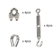 Pamtns Tendeur Inox Serre Cable Inox kit de Tension Corde en Acier Inoxydable à Suspendre Kit Kit de Garde Corps Inox Manchons d