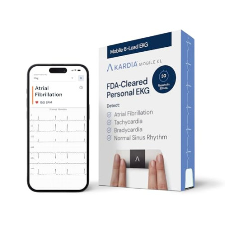 AliveCor KardiaMobile 6L | Le Moniteur ECG Personnel connecté à 6 dérivations. Détectez la Fibrillation auriculaire en Seulement