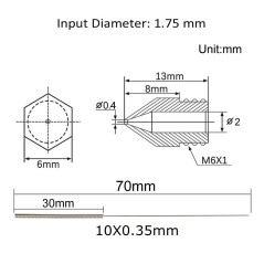 20PCS 0,4 mm 3D Imprimante Laiton Buse, Outil de Nettoyage Avec Buses, 1 Clé à Douille, 1 Pincette, Pour MK8 Extrudeuse Nozzle/C