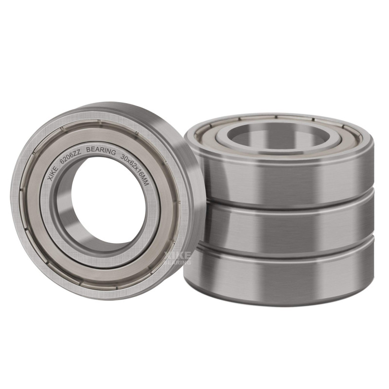 XiKe 6206ZZ Roulement à billes 30x62x16mm Acier 100Cr6 - Double joint métallique, Prélubrifié, 6206-2Z Roulements à billes à gor XiKe 6206ZZ Roulement à billes 30x62x16mm Acier 100Cr6 - Double joint métallique, Prélubrifié, 6206-2Z Roulements à billes à gor