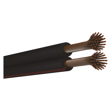 EMOS S8280 Câble en cuivre 2 x 1,0 mm² 100 m en cuivre pur pour basse tension Noir avec marquage polarité