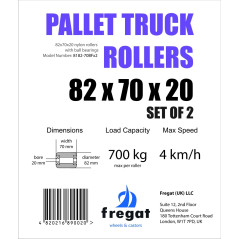 Ensemble de 2 galets de transpalette (kit de 2, diamètre de 82mm, largeur de 70mm) galet de charge en nylon/roue avec roulements