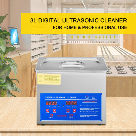 Chaneau Nettoyeur A Ultrasons 3L Pour Bijoux Appareil Nettoyage Ultrasons Professionnel Nettoyeur Digital Affichage Ultrasonique