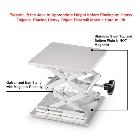 stonylab Table Élévatrice de Laboratoire, Table de Levage Plate-Forme de Laboratoire en Acier Inoxydable, 250 x 250 mm, Hauteur