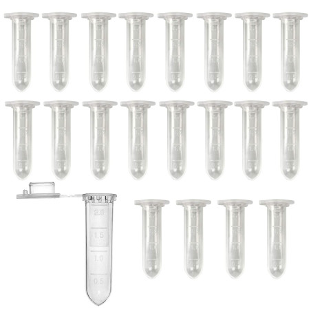 HUAZIZ 150 Pcs Micro Centrifugeuse Tubes, 2ml Clear Micro Plastic Tube,Coniques Tube à Essai Gradué Labo,Rond Micro Centrifugeus