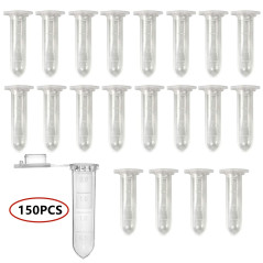 HUAZIZ 150 Pcs Micro Centrifugeuse Tubes, 2ml Clear Micro Plastic Tube,Coniques Tube à Essai Gradué Labo,Rond Micro Centrifugeus