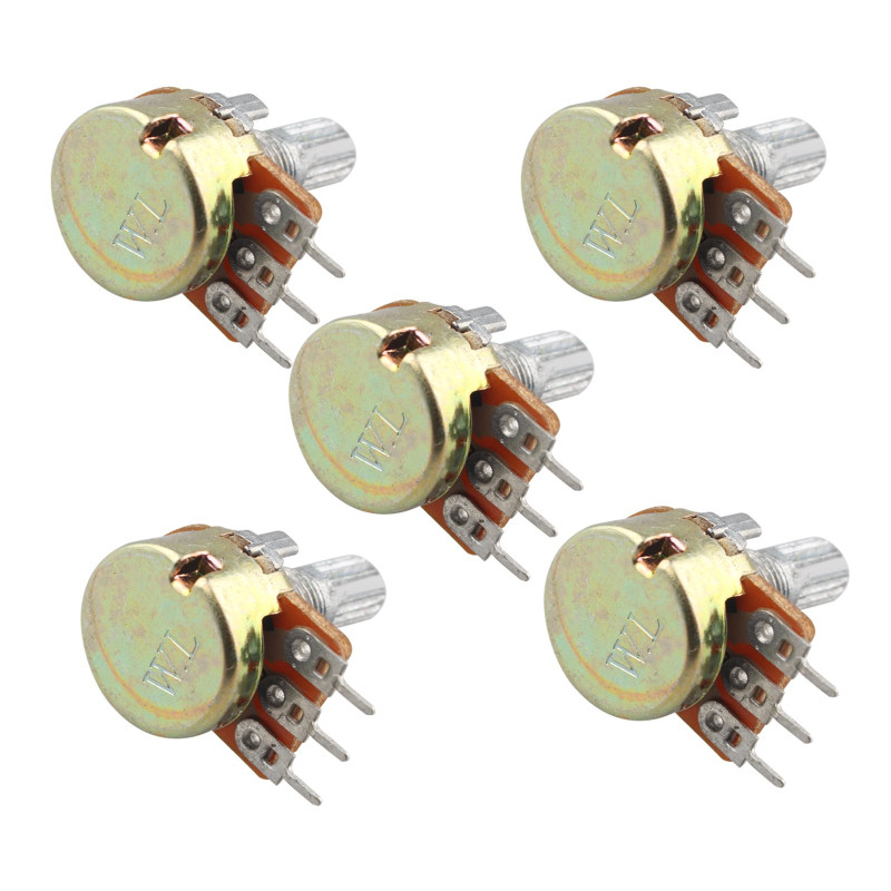 HALJIA 5 pcs potentiomètre 5 K Ohm Compatible avec Arduino Raspberry Pi et d'autres projets avec axe moleté HALJIA 5 pcs potentiomètre 5 K Ohm Compatible avec Arduino Raspberry Pi et d'autres projets avec axe moleté