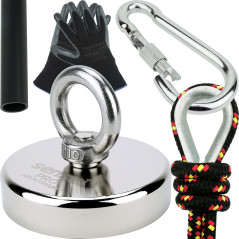 SENSEI Kit de Pêche à l'Aimant, Aimant Néodyme à Œil 300 kg N52 avec Accessories