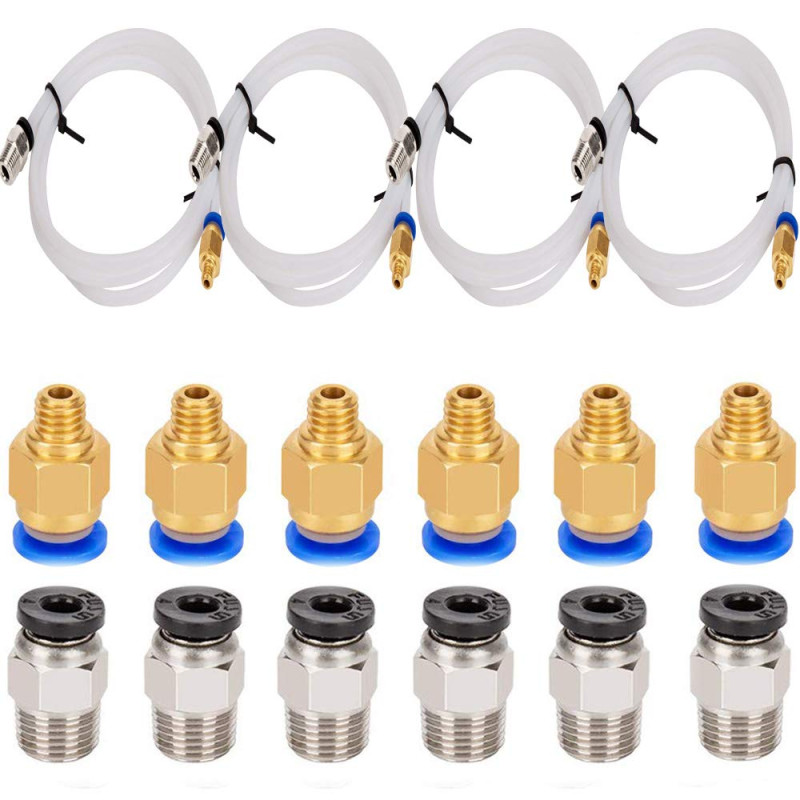 RUNCCI-YUN 4 pièces Tube en téflon PTFE (1 mètres) avec 6 pièces Raccord rapide PC4-M6 et 6 pièces Raccord pneumatique droit PC4 RUNCCI-YUN 4 pièces Tube en téflon PTFE (1 mètres) avec 6 pièces Raccord rapide PC4-M6 et 6 pièces Raccord pneumatique droit PC4