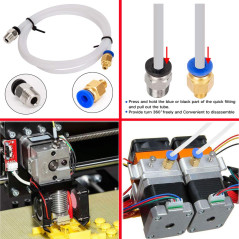 RUNCCI-YUN 4 pièces Tube en téflon PTFE (1 mètres) avec 6 pièces Raccord rapide PC4-M6 et 6 pièces Raccord pneumatique droit PC4
