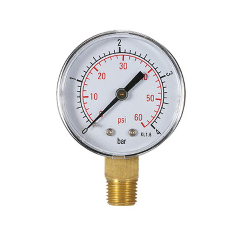 Manomètre pour Eau et Gaz 60PSI 1/4" NPT, Balances Mécaniques pour Piscine (4 bars) Manomètre pour Eau et Gaz 60PSI 1/4" NPT, Balances Mécaniques pour Piscine (4 bars)