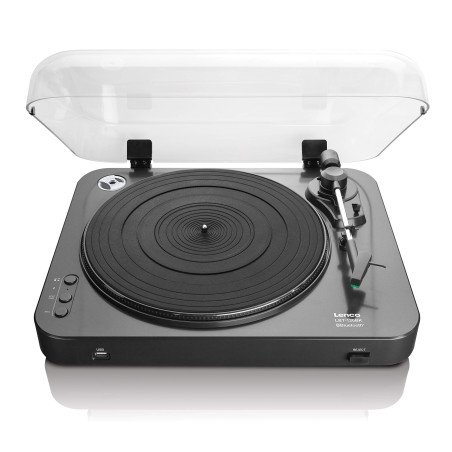 Lenco LBT-120 BK- Platine USB semi-automatique - Avec Bluetooth - Entraînement par courroie - 2 vitesses 33rpm, 45rpm - Numérisa