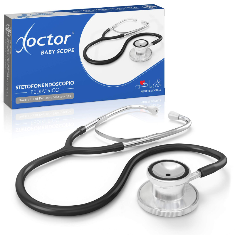 AIESI® Stéthoscope Pédiatrique Professionnel à deux têtes en noir DOCTOR BABY SCOPE, Garantie 24 mois AIESI® Stéthoscope Pédiatrique Professionnel à deux têtes en noir DOCTOR BABY SCOPE, Garantie 24 mois