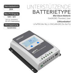 EPEVER® MPPT Tracer-AN G3 – Tracer3210AN G3 Régulateur de charge solaire, 30A, 12/24VDC auto work, PV 100V, Écran LCD, Mise à la