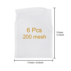 UMCHU 6 Pièces 200 mesh Filtrant en Mailles de Nylon Fines,Sac à Lait de Noix,pour lait de noix végan,lait d'amandes,jus de frui